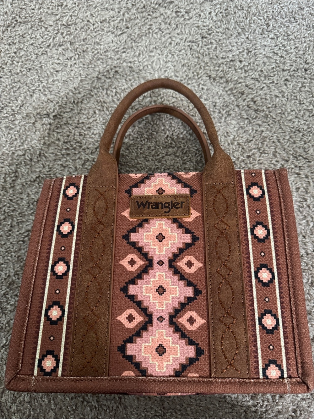 Wrangler Brown and Pink Southwestern Tote